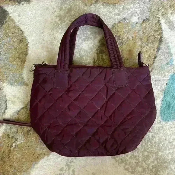 INC maroon, quilted nylon tote bag - Picture 1 of 6